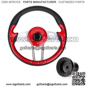 Red Golf Cart Steering Wheel W/ Black Adapter for EZGO TXT RXV Cart Parts