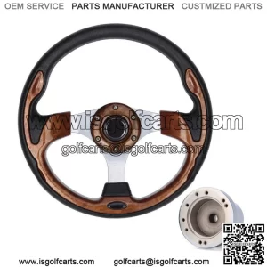 Brown Golf Cart Steering Wheel with Chrome Adapter for Yamaha G8 G9 -G29 Drive