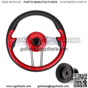 Golf Cart Steering Wheel & Black Hub Adapter for Club Car Precedent -Red