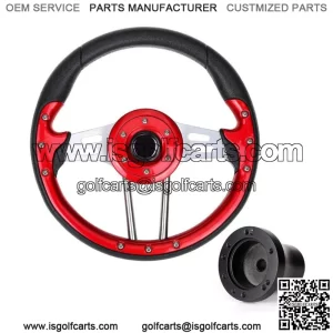 Red Golf Cart Steering Wheel for YAMAHA Carts with Black Hub Adapter