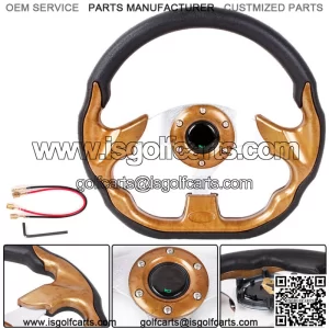 12.5" Woodgrain Golf Cart Steering Wheel For EZGO TXT RXV Yamaha and Club Car