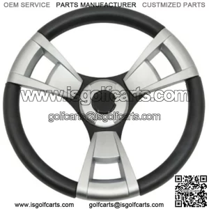 Brushed Aluminum & Black Steering Wheel for Club Car Precedent Golf Carts