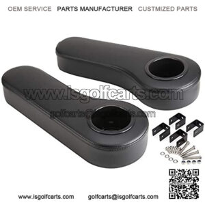 Golf Cart Rear Seat Armrests with Cup Holder for Club Car Yamaha, with Non-Drilling Brackets