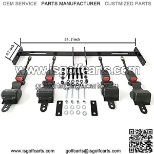 Golf Carts 4 Sets Retractable Belt Kits with Bracket/Bar Kit for Yamaha Club Car