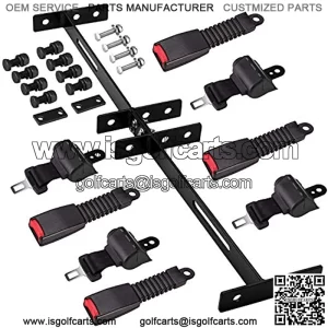 Universal Golf Cart Set Belts 4 Retractable Belts Max Length 47" and 35 x 6.9 Inch Belts Bracket Kit Fits TXT Yamaha Club Car DS(NOT FIT 2 Passenger Club Car Precedent Yamaha G29 Drive RXV)