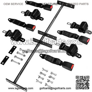 Universal Golf Cart Seat Bracket and Belts Kit Compatible with Most EZGO, Club Car DS, Yamaha, and Other Golf Cart - 4X Belts