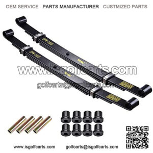 Set of 2 Rear Leaf Springs Compatible with Club Car Precedent Golf Cart Heavy Duty Dual Action with Bushings
