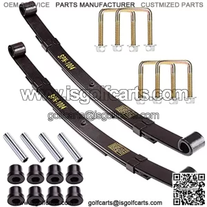 Golf Cart Heavy Duty 3-Leaf Spring Kit with Bushings & Sleeves & U Bolts for TXT 1995-2013, OEM 70247-G01, 70474-G01 70505-G01(2 Packs)