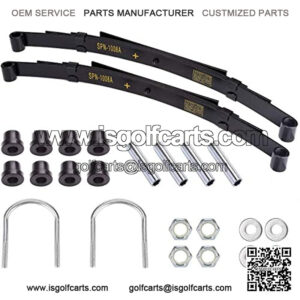 Golf Cart Heavy Duty 4 Leafs Rear Spring Kit for Club Car DS 1981-up Gas & Electric, with Bushings, Spacers & U Bolts