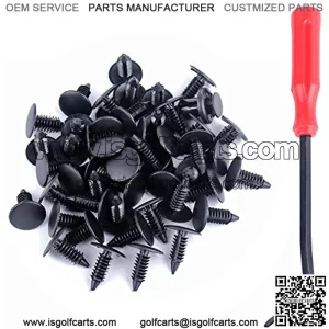 100 Pcs Plastic Fastener Push Pins Universal Fit Electric/Gas Yamaha Golf Cart X-Mas Club Car EZGO TXT RXV Tree Rivets Clips Replace# 1010434, 16816-G1, 16816-G2, 10-9150-NS, 90269-06028