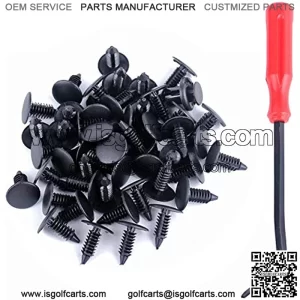 100 Pcs Plastic Fastener Push Pins Universal Fit Electric/Gas Yamaha Golf Cart X-Mas Club Cart EZGO TXT RXV Tree Rivets Clips Replace# 1010434, 16816-G1, 16816-G2, 10-9150-NS, 90269-06028