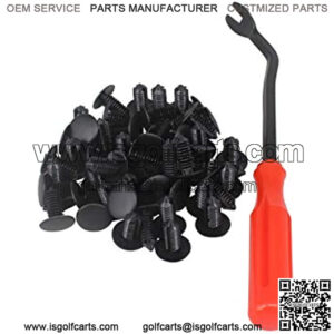 50Pcs Golf Cart Tree Rivets Clips and One Plastic Fastener Remover Universal Fit Electric/Gas Yamaha Golf Cart X-Mas Club Car EZGO TXT RXV Tree Rivets Clips Replace# 1010434