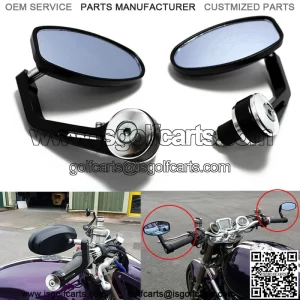 BLACK 7/8" HANDLE BAR END MIRRORS FOR CUSTOM BOBBER CAFE RACER BUELL CLUBMAN ATV