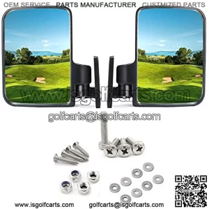 Golf Cart Side Mirrors for Yamaha Club Car with Large 7 Inches Adjustable Golf Cart Side Rear View Mirrors(One Pair Golf Cart Mirrors)