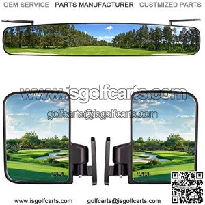3 Piece Golf Cart View Mirrors Set, 16.5?? Wide Rear View Mirrors and 2 Side View Mirrors for Cub Car Yamaha,Golf Cart Accessories