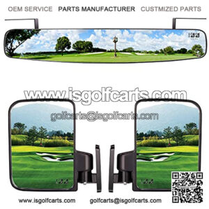 Universal Golf Cart Rear View Mirror Wide Rear View and Folding Side View Mirrors Kit for Club Car, EZGO, Yamaha