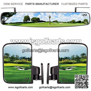 Newest Golf Cart Folding Side Mirrors and Rear View Mirror 16.5" Extra Wide Golf Cart Mirrors Fits for Club Car Yamaha Combo Pack