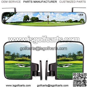 Universal Golf Cart Rear View Mirror Wide Rear View Convex and Folding Side View Mirrors Kit for Club Car, EZGO, Yamaha