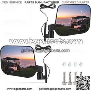 Universal Golf Cart Side Mirrors with LED Turn Signal Light??Rear View Mirror for EZGO Club Car Yamaha Gas & Electric,180?? Freely Adjustable and Foldable