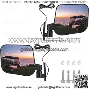 Universal Golf Cart Side Mirrors with LED Turn Signal Light??Rear View Mirror for EZGO Club Car Yamaha Gas & Electric,180?? Freely Adjustable and Foldable