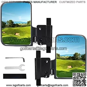Only Fit 0.75 & 1 Inch Square Strut, No-Drilling Required Golf Cart Side Mirror Kit for EZGO Yamaha Club Car Star Zone Carts Adjustable One Pair Golf Cart Folding Rear View Mirrors Set