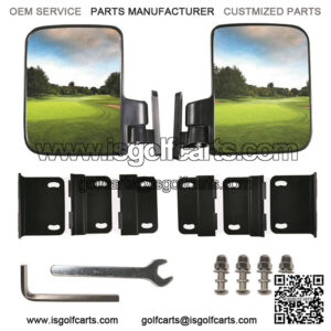 Universal No-Drilling Required Golf Cart Folding Side View Mirrors