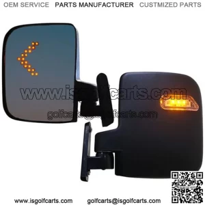 LED Turn Signal Golf Cart Mirrors - Fully Adjustable Side Mirrors (Set of 2, 12V-48V)