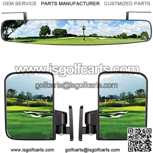 Newest Golf Cart Mirrors Contains Folding Side Mirrors and Rear View Mirror Universal for Club Car DS Precedent/EZGO TXT RXV/Yamaha