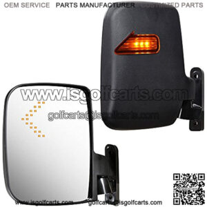 2pcs Universal Golf Cart Rear View Folding Side Mirror with LED Indicators Compatible with EZGO Club Car Yamaha