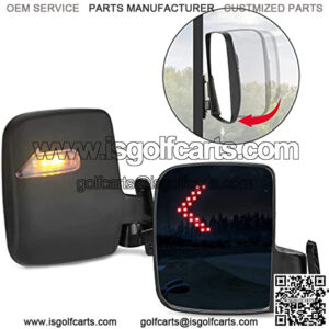 Golf Cart Side Mirrors with LED Turn Signal Light Universal Rear View Mirrors Compatible with Club Car EZGO Drive