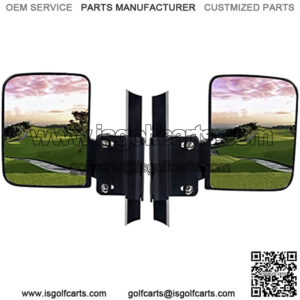 Mamiko No-Drilling Required Golf Cart Folding Side View Mirrors Compatible with Club Cart, EZGO, Star, Yamaha, Zone Carts Side Mirror - Sold in Pairs - Breakaway