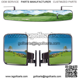 Golf Cart Side Mirrors and Panoramic Rear View Mirror for EZGO Club Car Yamaha