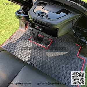 Club Car Full Coverage Golf Cart Floor Liner Mat W/Color Options- Fits Club Car Models Precedent (2004-2021)/Onward & Tempo (2017-2021) - Black with Red Trim