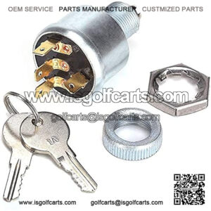 Golf Cart Starter Ignition Switch and Key Kit for EZGO, with 2 Standard Keys, 4 Terminals