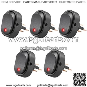 Veanic 5pcs 12V 30 Amp Red LED Rocker On-Off Control Rocker Switch Waterproof Toggle Plug for Car Truck RV Motorcycle Boat Marine Control (Toggle Switch A)