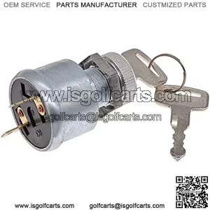 for Golf Cart Key Switch for EZGO for Golf Cart Ignition Switch 17421G1, 2 Prong 4 Key Free Terminals & Carabiner