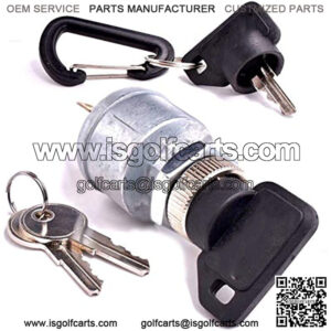 Starter Ignition Switch with Lights Fits EZGO E-Z-GO TXT 33639-G01 33639G01 1981 & Up Golf Cart, Gas or Electric - 4 Prong Terminals - Includes 4 Keys & Free Carabiner