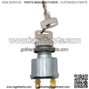 Ignition Switch 17421G1 fit for EZGO Golf Cars 2 Terminal Gas-Electric ON-Off, 2 Prong 4 Key Free Terminals & Carabiner