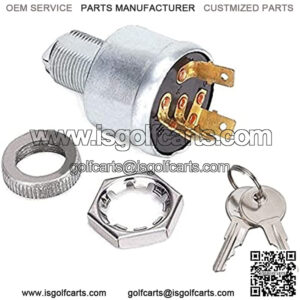 EZGO TXT Ignition Switch with 2 Keys, Four Spade Terminal Key Switch for Use on E-Z-GO G&E All Years | PN#33639-G01