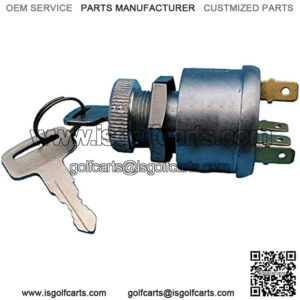 Ignition Key Switch & Keys Compatible with EZGO Golf Cart 33639G01 33639-G01 Gas Electric 4 Terminals with Factory Lights 1981 & Up 3 Positions Off On On-Lights New Z522