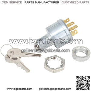 Golf Cart Starter Ignition Switch and Key Kit for EZGO, with 2 Standard Keys, 4 Terminals, OEM# 33639-G01 33639G01