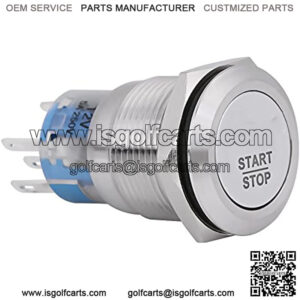 Engine Start Switch, Universal 12V Waterproof Car LED Engine Start Push Button Switch Ignition Starter with 19mm Mounting Hole(Silver)