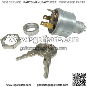 Ignition Switch with 2 Key Starter Switch Compatible with Golf Cart EZGO 1981-up Gas/Electric (with Lights) 4-Prong OEM# 33639G01