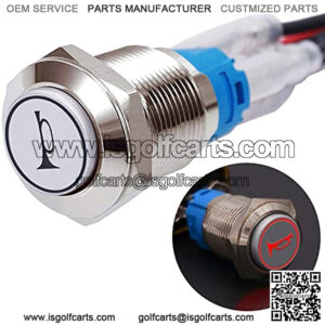 Twidec/16MM Raised Speaker Horn Momentary Push Button Switch 5/8" Mounting Hole 12V Red Led Light Silver Stainless Steel Shell 1NO 1NC SPDT with Pre-Wiring Wires Switch for Car Modification G16LB-R