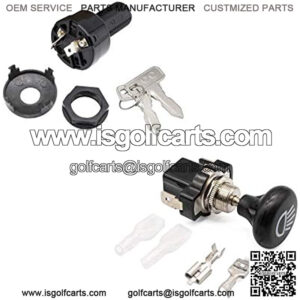 Ignition/Key Switch Suit for Club Car Precedent and Universal 12V Car Push Pull Headlight Switch Button,for Golf Cart Club Car EZGO Yamaha