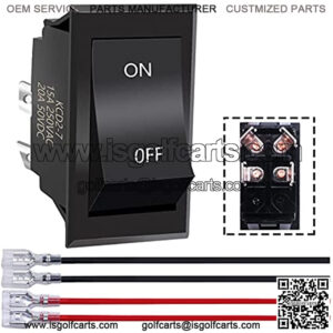 Reverse Polarity Rocker Switch 50V DC 20A 4 Pin DPST ON/Off 2 Position RV Jack Motor Control Switch with Wire for RV Trailer Camper Car KCD2-7-201-4PIN-X