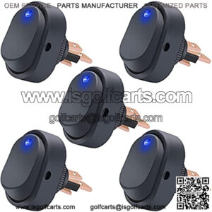 Twidec/5Pcs LED Lighted Rocker Switch Toggle 12V 30A SPST 3 Pin On-Off Blue Round Dot Switch for Car Boat Marine ASW-20D-BU