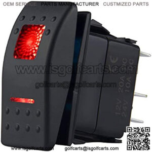 1 Pc 12V Rocker Switch RED Led Light (Standard 5 Pins) On Off Switch for Boat Trucks RZR 1000 Ranger Maverick Auto RV Golf Cart Marine Panel Light Bar Fog Light Winch LED