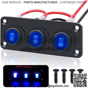 Toggle Rocker Switch Panel 12V 20A Waterproof 3 Pin On/Off 3 Gang Blue LED Lights for Automotive RV Boat Trailer Ect KCD1-8-101NW-BU-BX