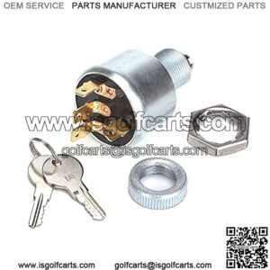 Golf Cart Ignition Switch for EZGO 1968-up with Factory Lights Gas & Electric, 3-Way 4-Terminal with 2 Standard Keys, OEM# 33639-G01 33639G01